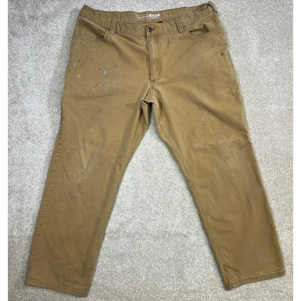 Carhartt Relaxed Fit Rugged Flex BN2517-M Canvas Work Pants Mens 40x30 Tan *Read